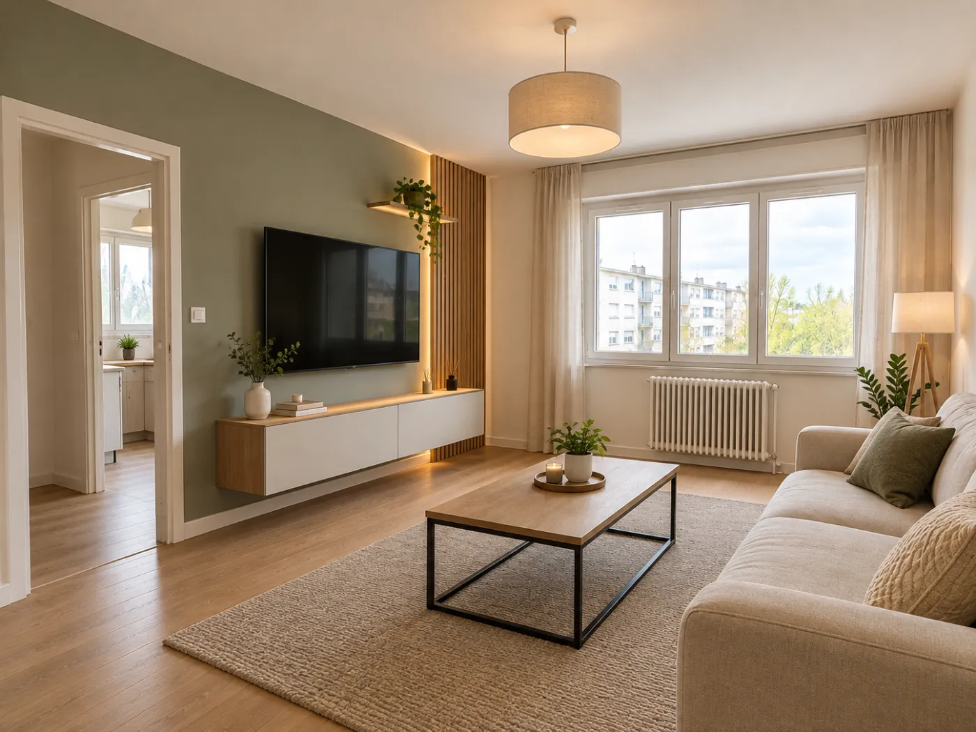 Peinture et sols d'un séjour : après travaux BT QUALIT